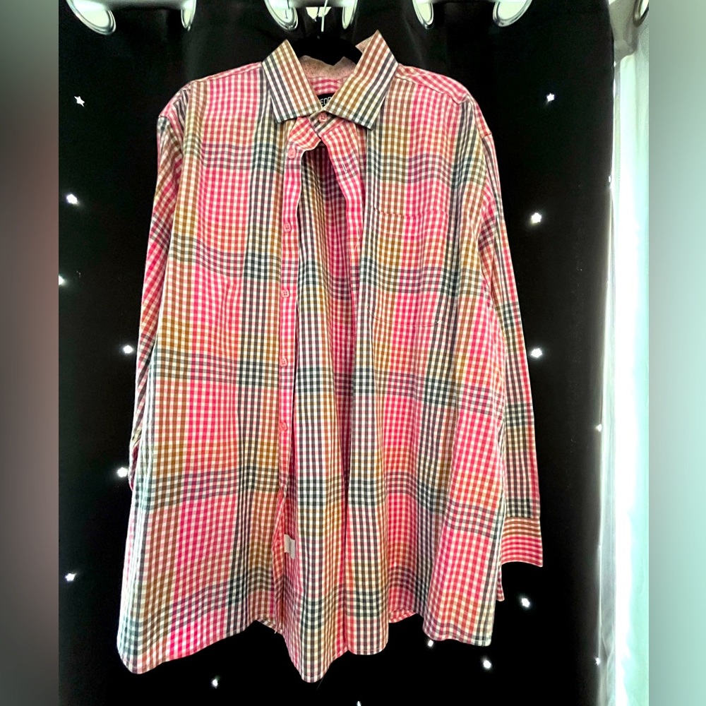 Men’s button down with reversible cuffs.